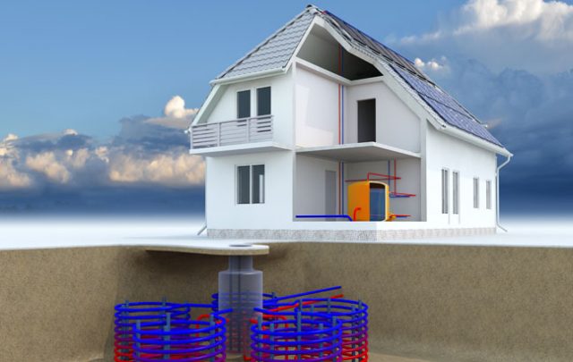 Bild: Schema eines Hauses mit Wärmepumpe und PV-Anlage